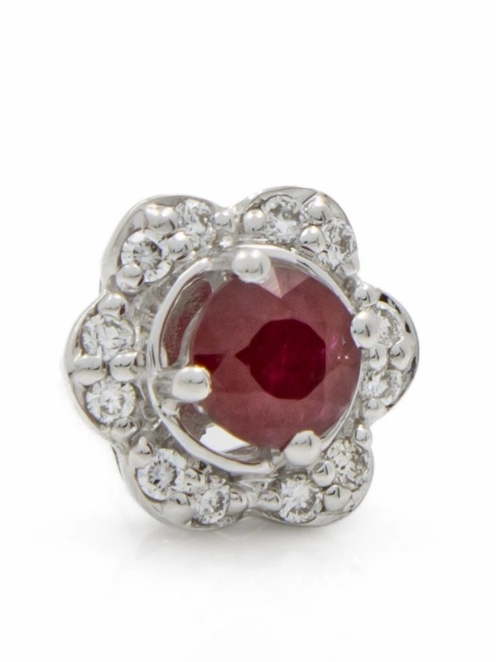 Le Vian 14K White Gold Natural Ruby & Diamond Halo Crown Stud Earrings 2.3g - Picture 6 of 10
